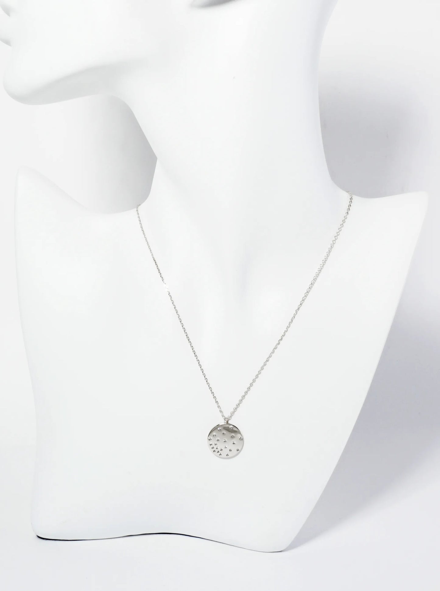 18K Gold Dipped Round CZ Pendant Set Like Stars In The Night Sky Necklace