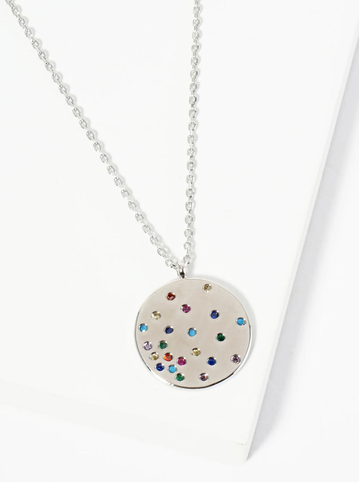 18K Gold Dipped Round CZ Pendant Set Like Stars In The Night Sky Necklace