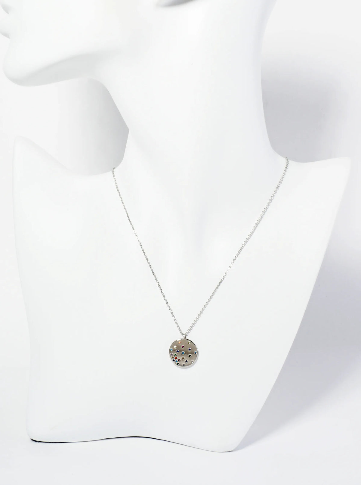 18K Gold Dipped Round CZ Pendant Set Like Stars In The Night Sky Necklace