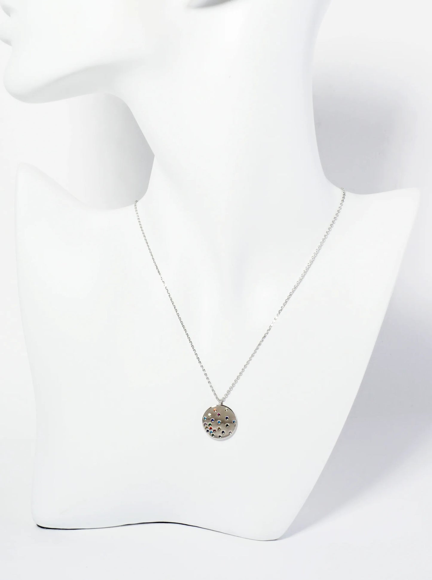 18K Gold Dipped Round CZ Pendant Set Like Stars In The Night Sky Necklace