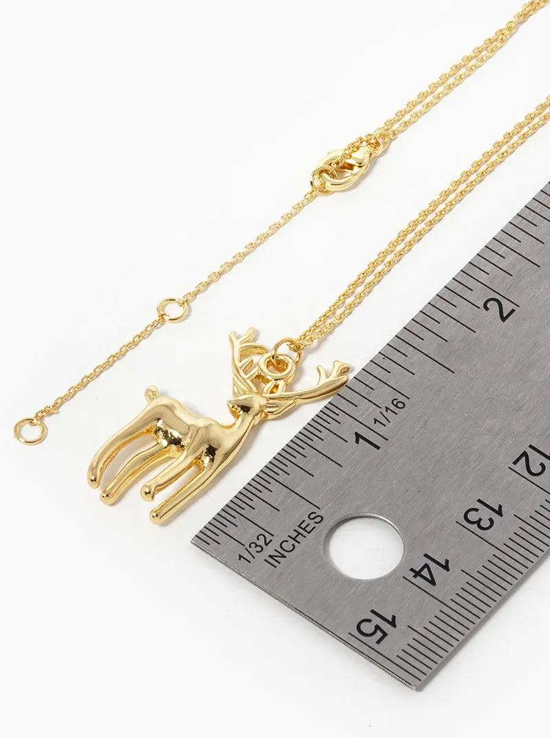 18K Gold Dipped Rudolph Pendant Christmas Necklace