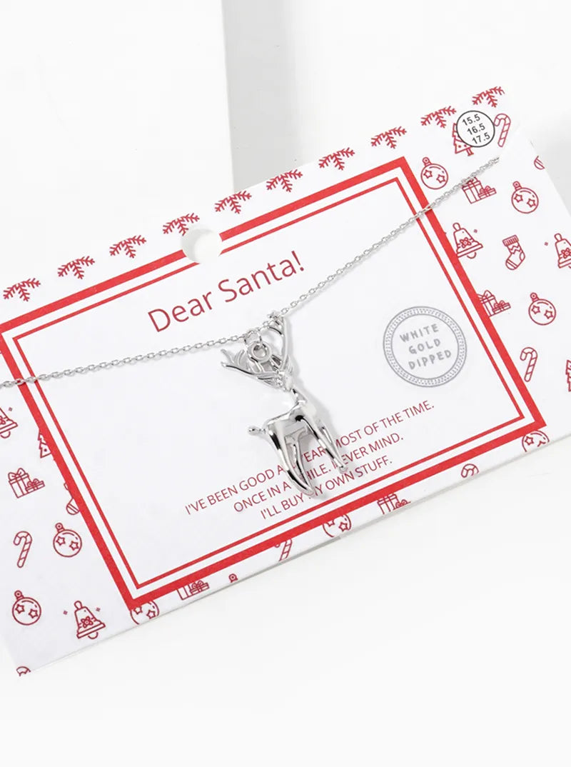 18K Gold Dipped Rudolph Pendant Christmas Necklace