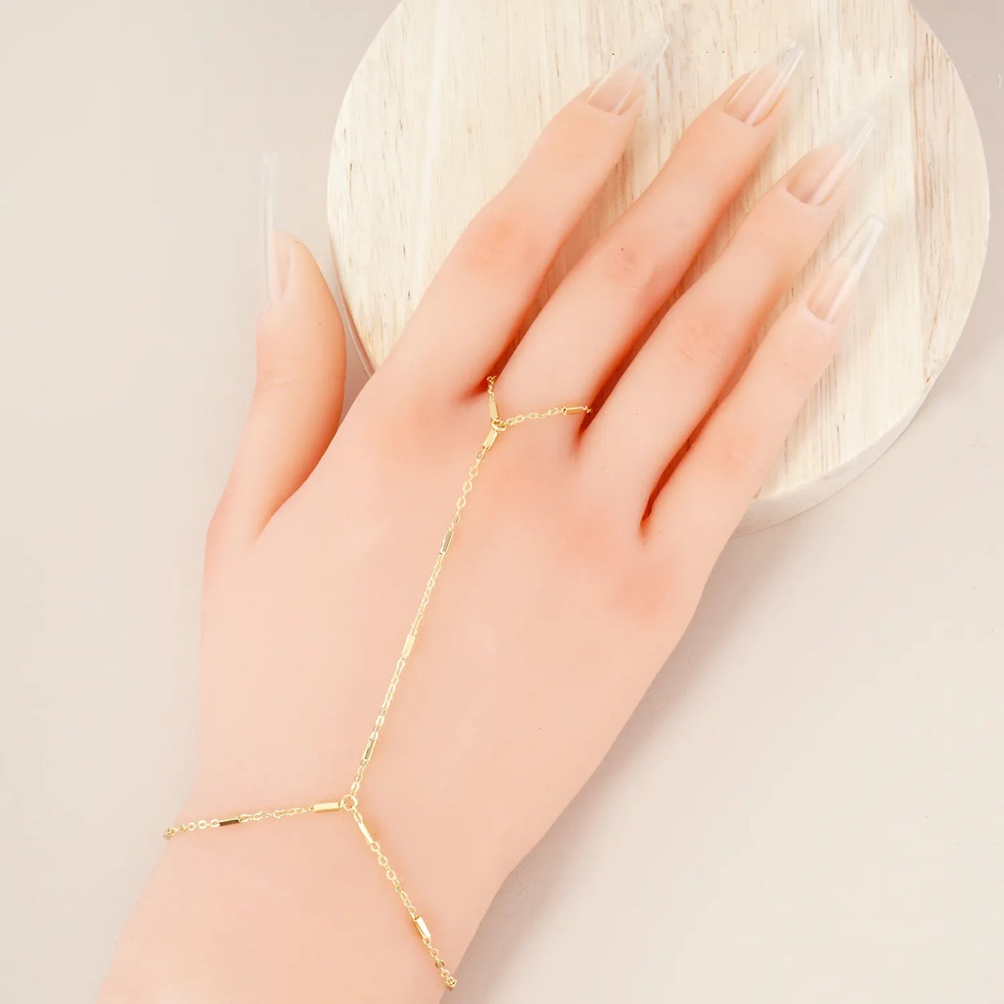 18K-Gold-Dipped Satellite Rectangle Chain Hand-Chain Bracelet