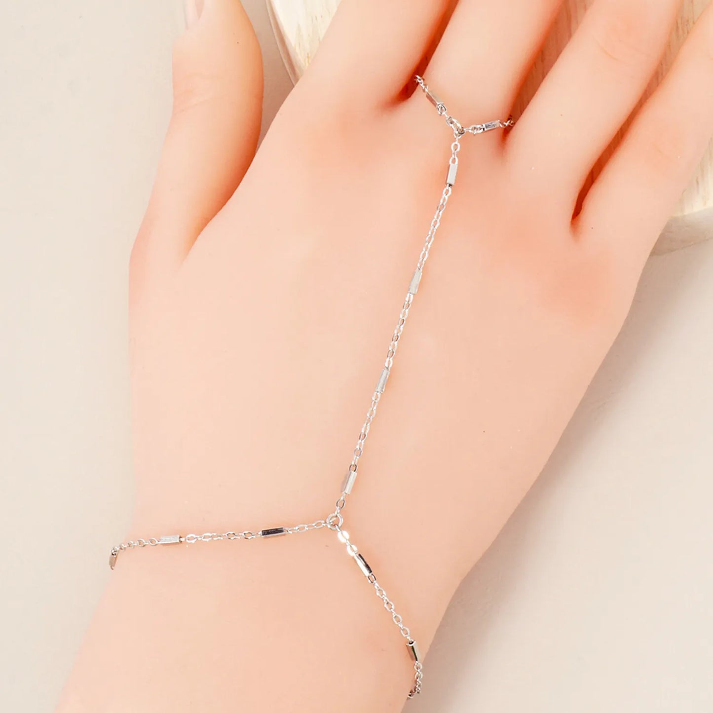 18K-Gold-Dipped Satellite Rectangle Chain Hand-Chain Bracelet