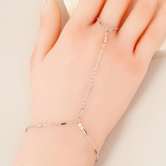 18K-Gold-Dipped Satellite Rectangle Chain Hand-Chain Bracelet