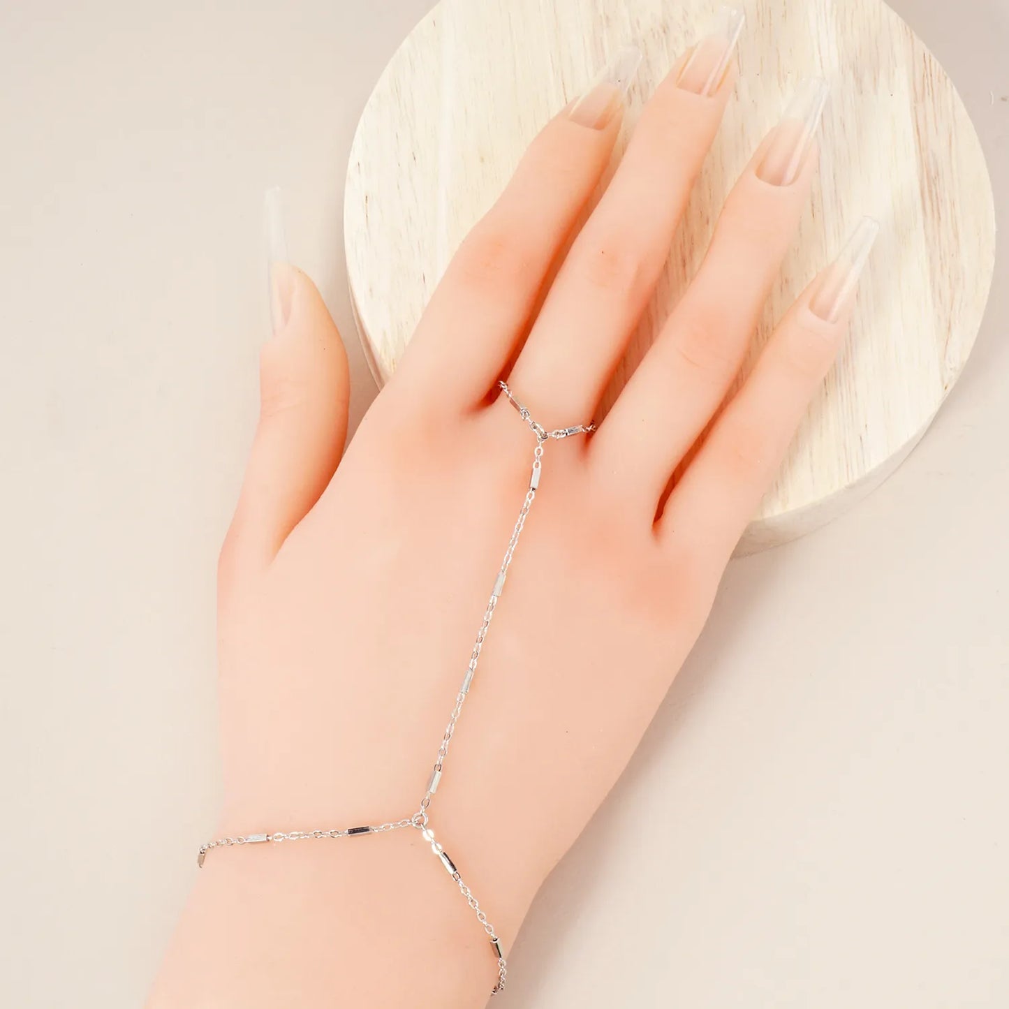 18K-Gold-Dipped Satellite Rectangle Chain Hand-Chain Bracelet