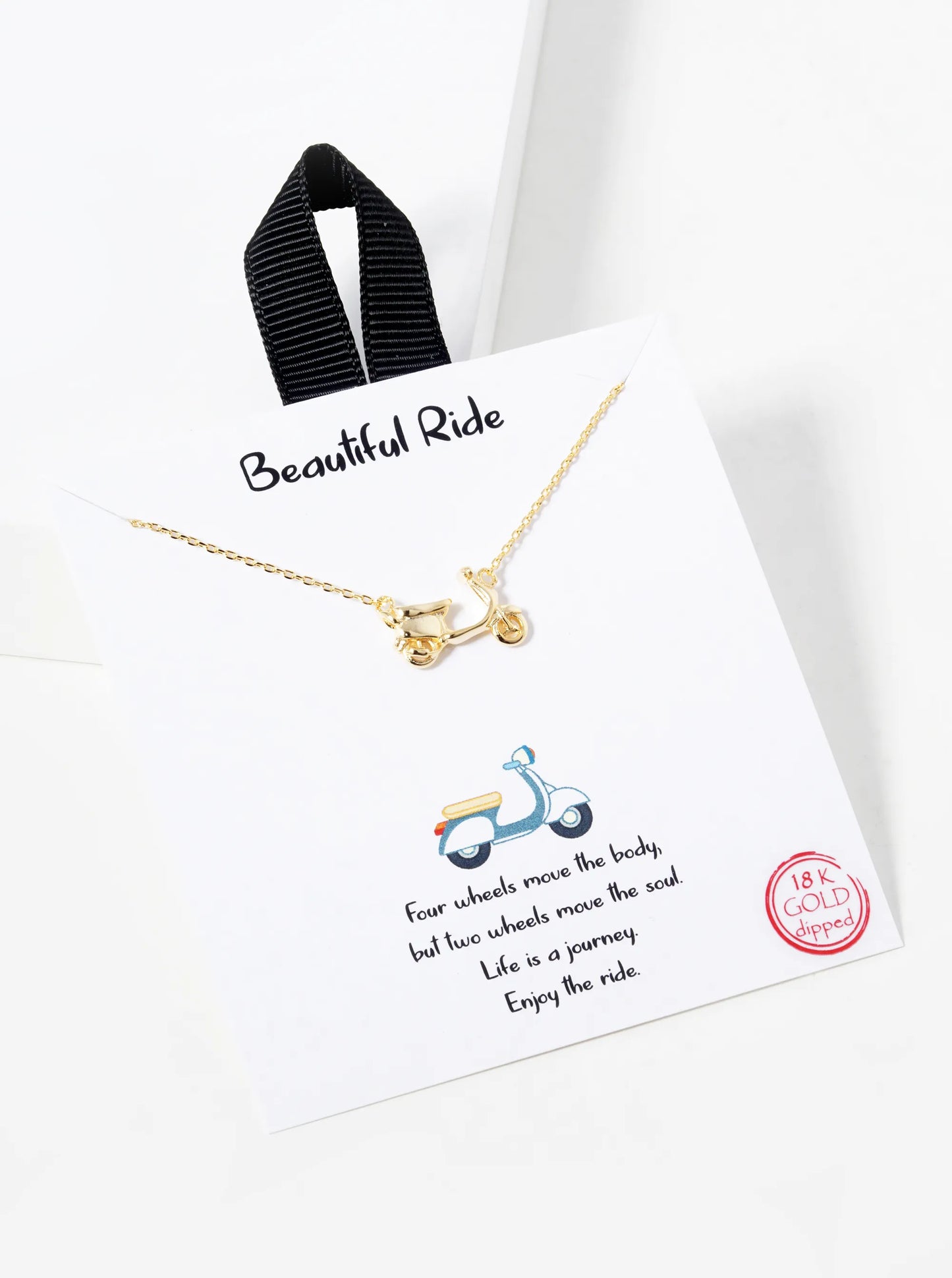 18K Gold Dipped Scooter Pendant Necklace