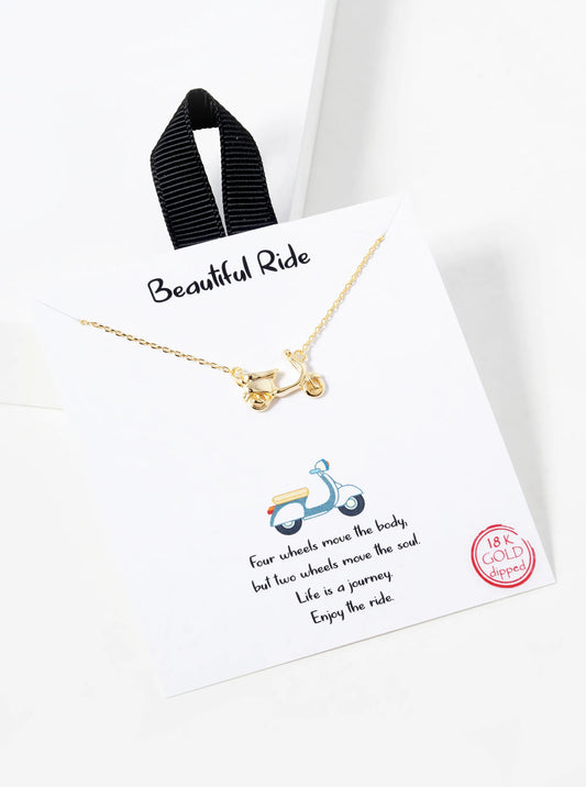 18K Gold Dipped Scooter Pendant Necklace