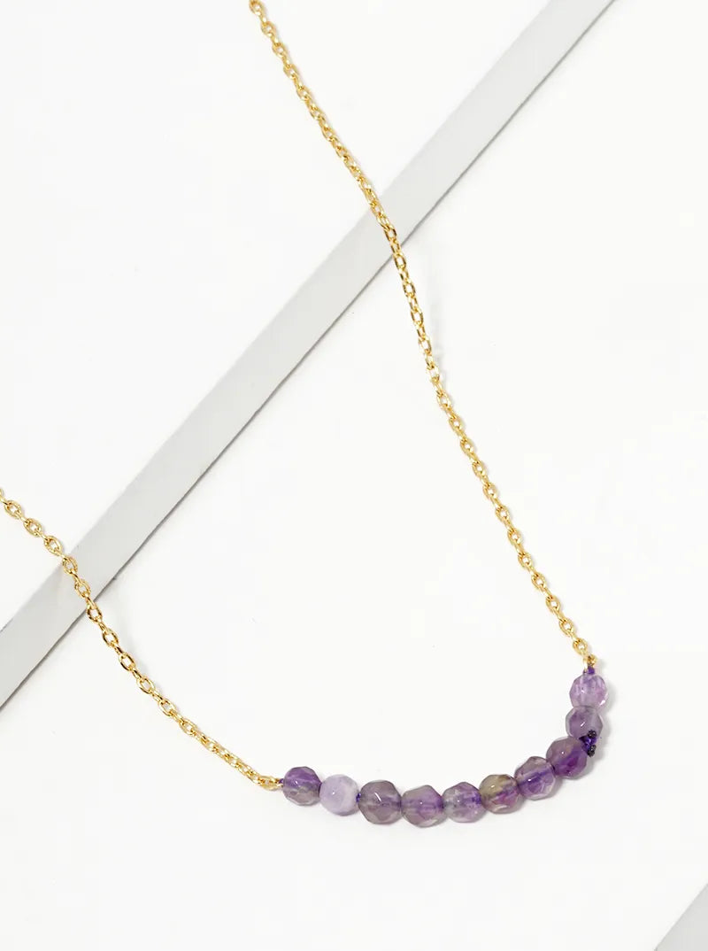18K Gold Dipped Semi-Precious Natural Stone Bead Pendant Necklace