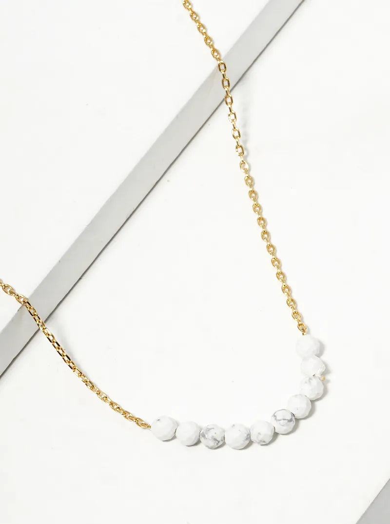 18K Gold Dipped Semi-Precious Natural Stone Bead Pendant Necklace