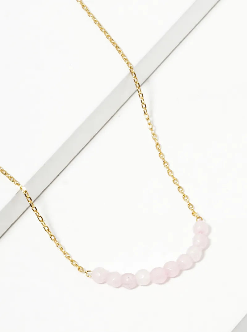 18K Gold Dipped Semi-Precious Natural Stone Bead Pendant Necklace