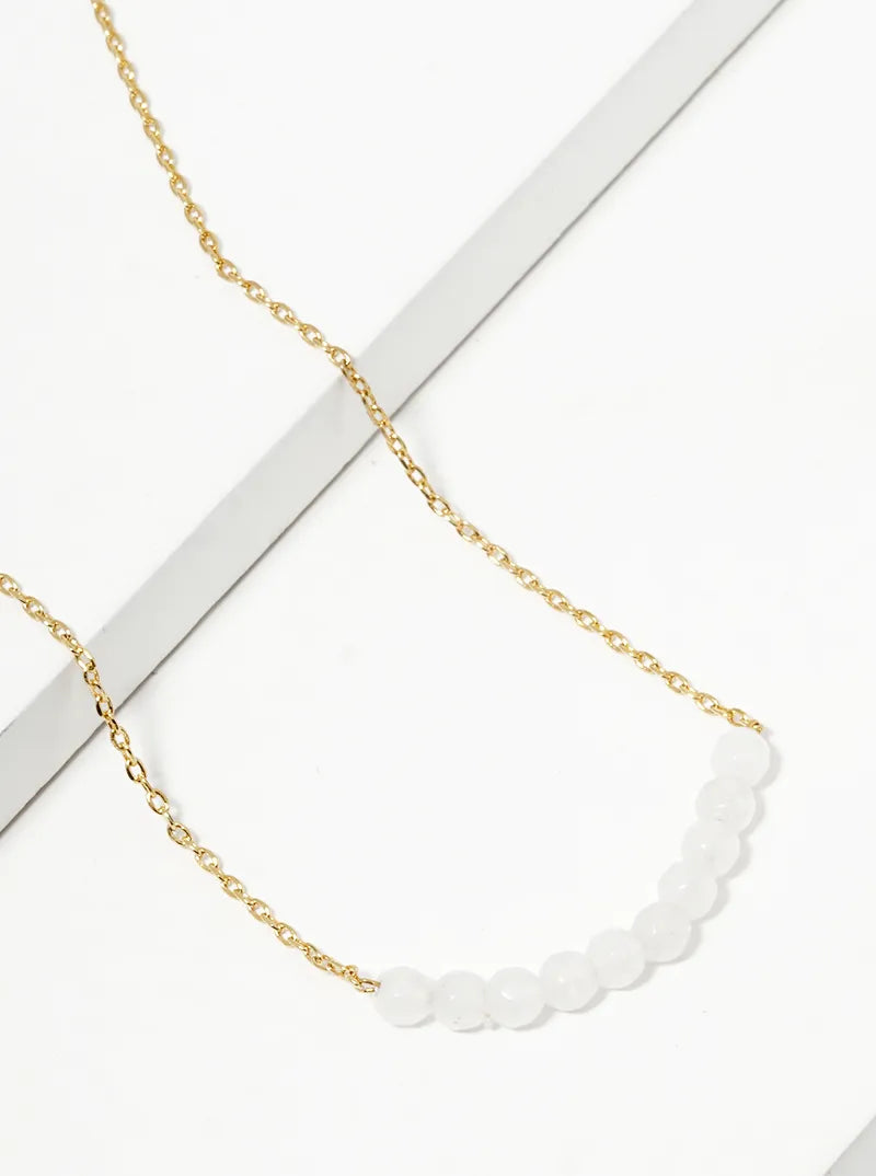 18K Gold Dipped Semi-Precious Natural Stone Bead Pendant Necklace