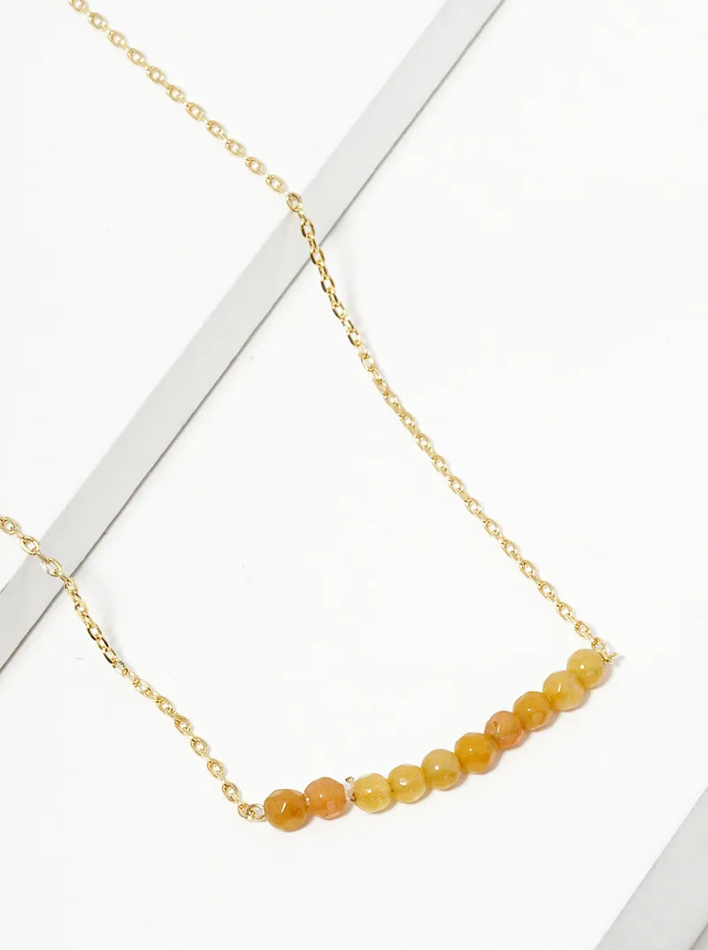 18K Gold Dipped Semi-Precious Natural Stone Bead Pendant Necklace