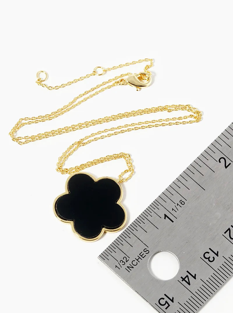 18K Gold Dipped Semi-Precious Stone 20mm Flower Pendant Necklace