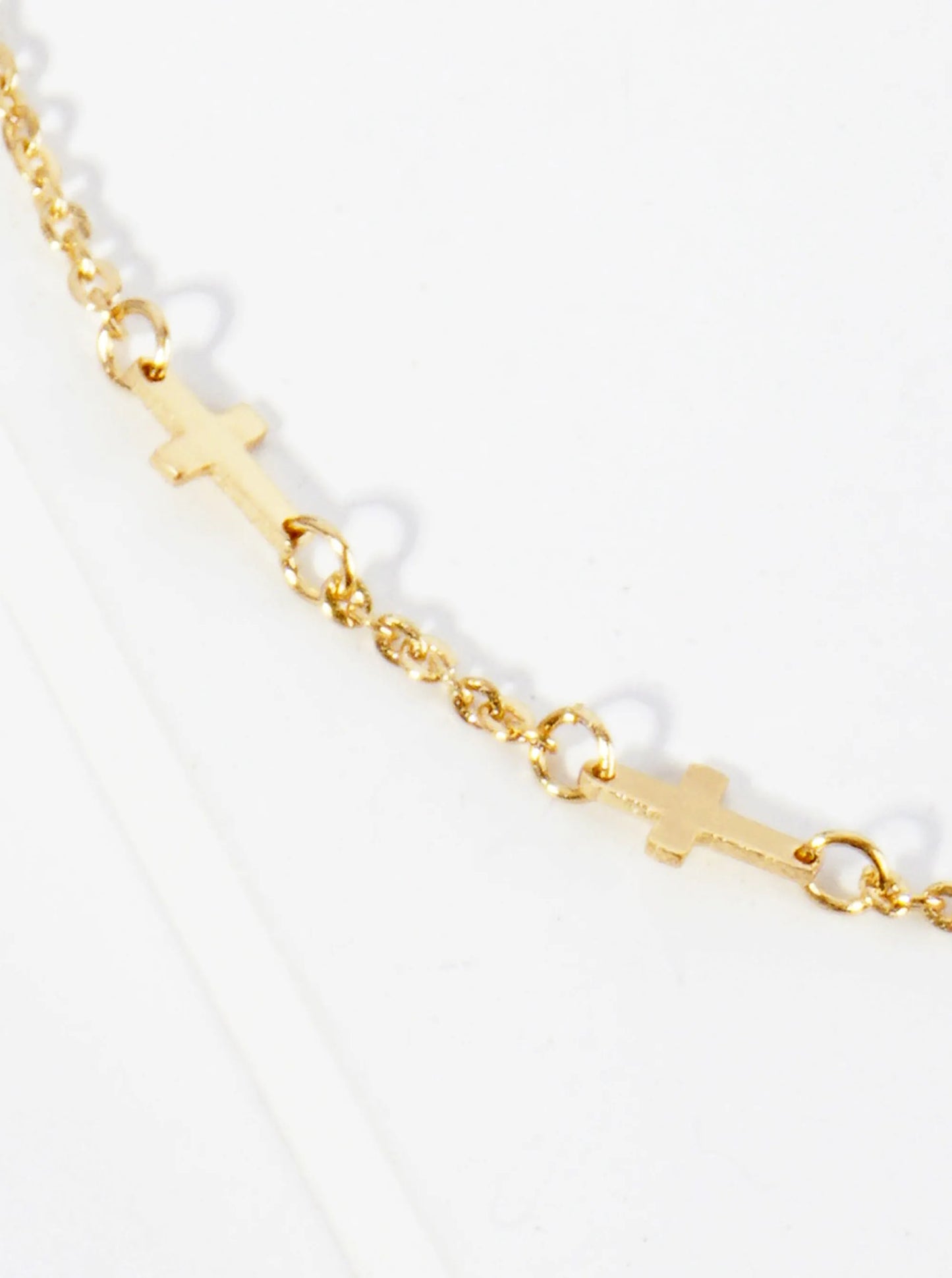 18K Gold Dipped Sideways Cross Brass Chain Anklet