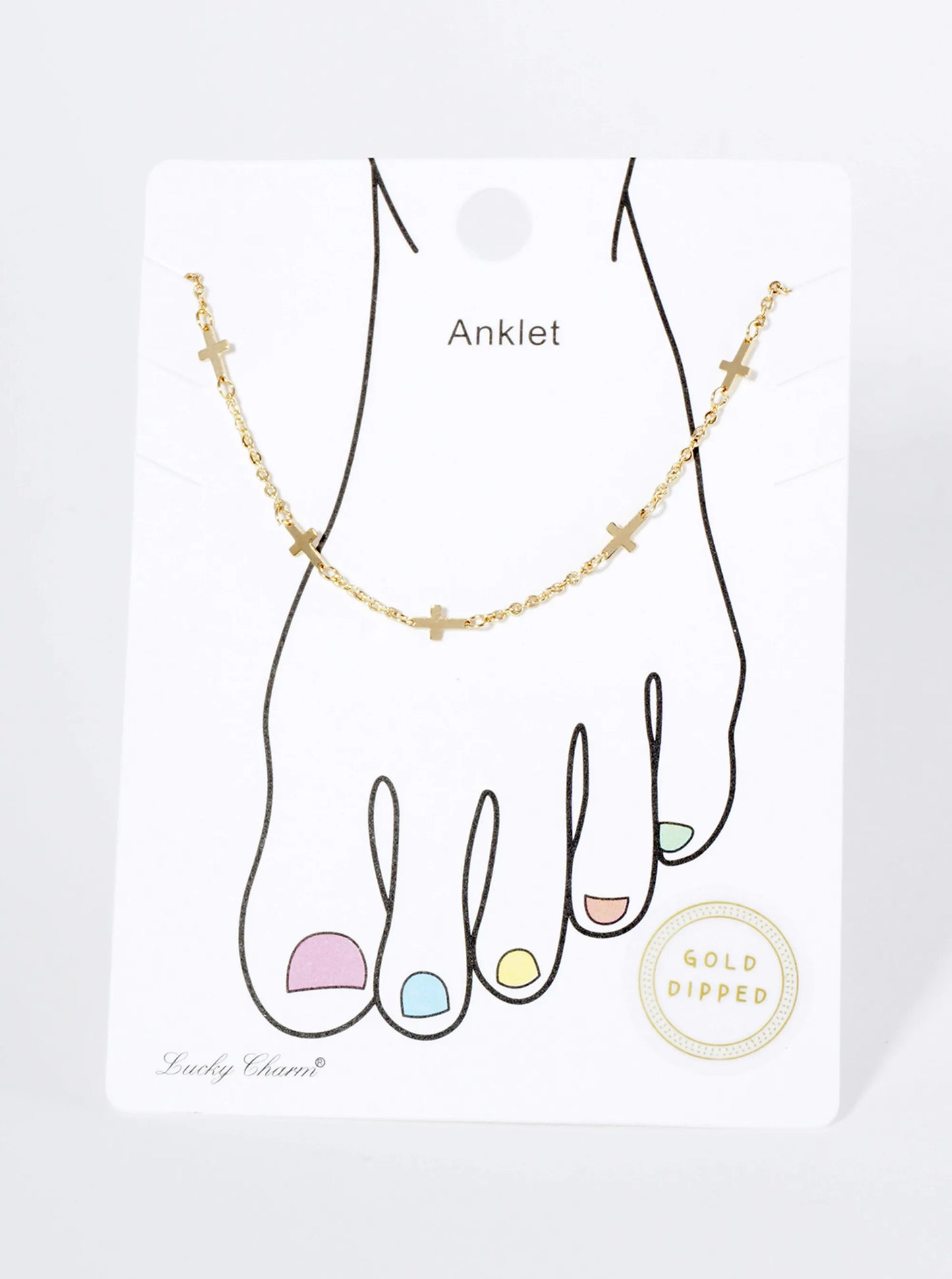 18K Gold Dipped Sideways Cross Brass Chain Anklet