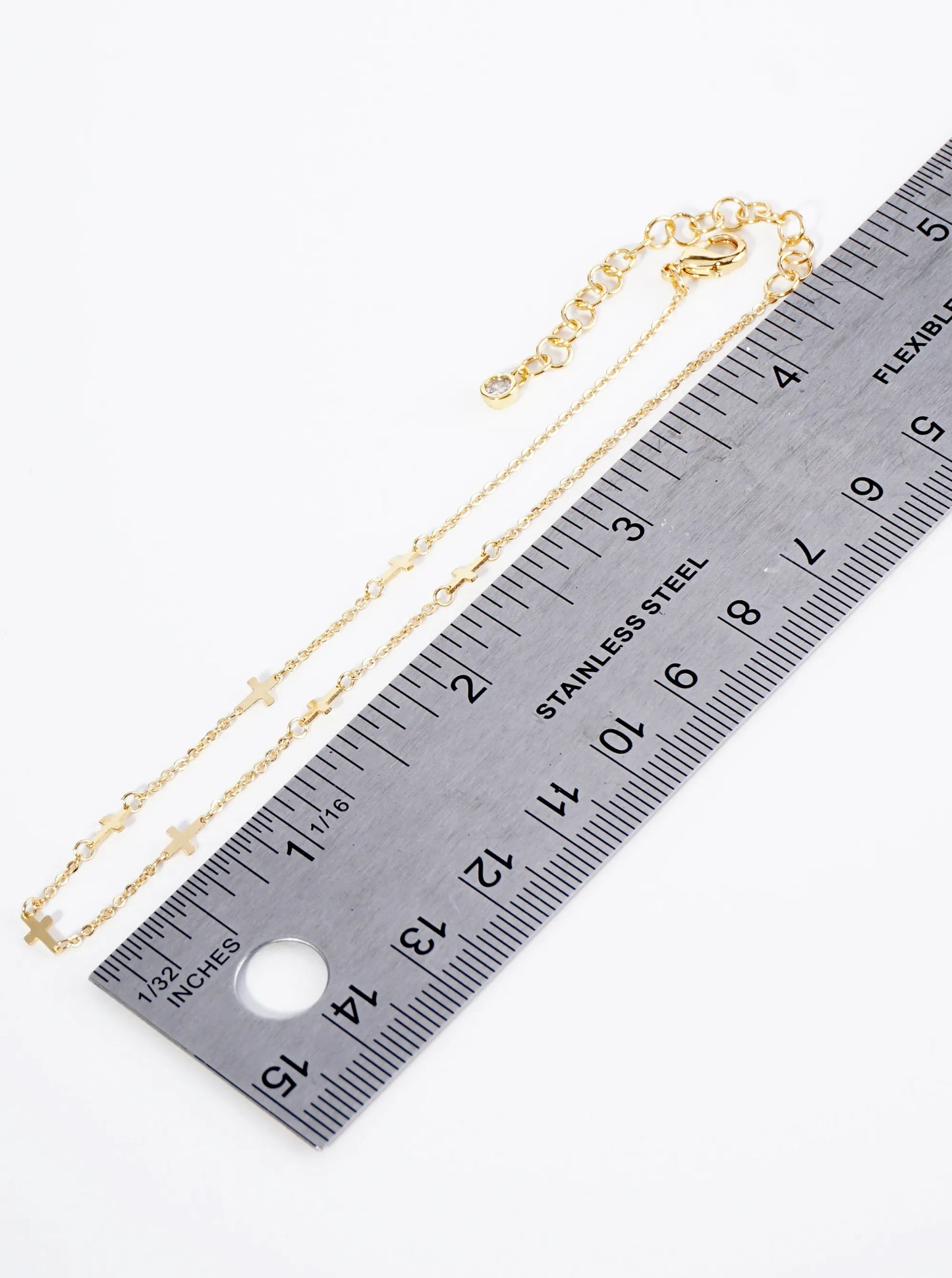 18K Gold Dipped Sideways Cross Brass Chain Anklet