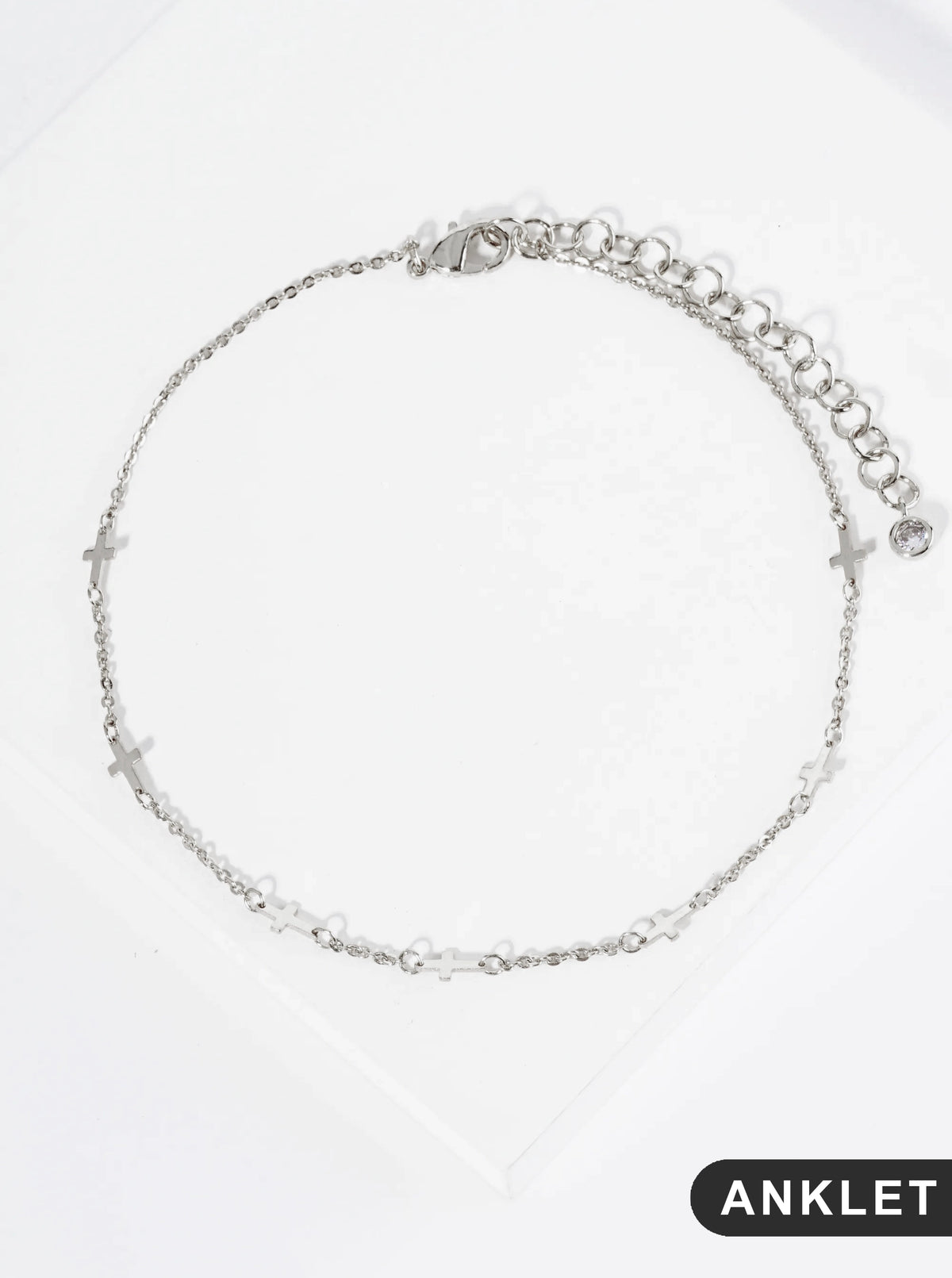 18K Gold Dipped Sideways Cross Brass Chain Anklet