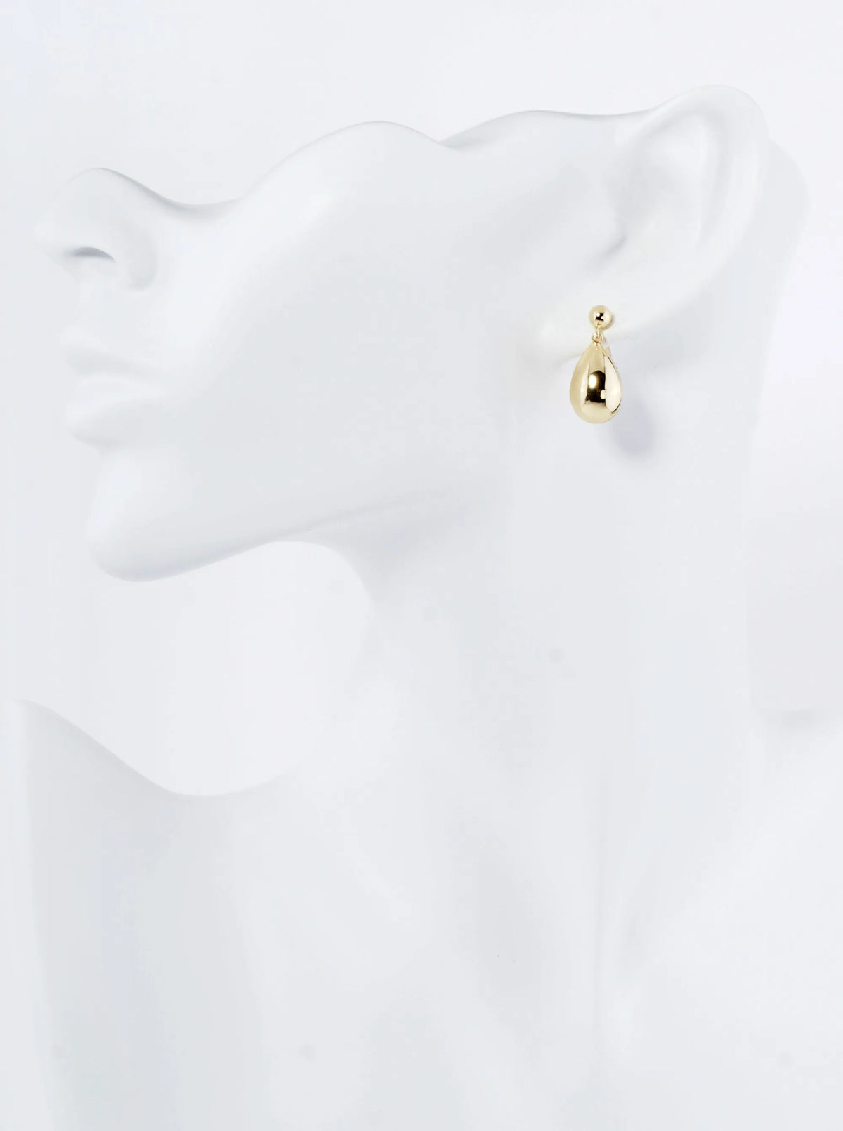 18K Gold Dipped Small Puffy Teardrop Drop Dangle Post Earrings