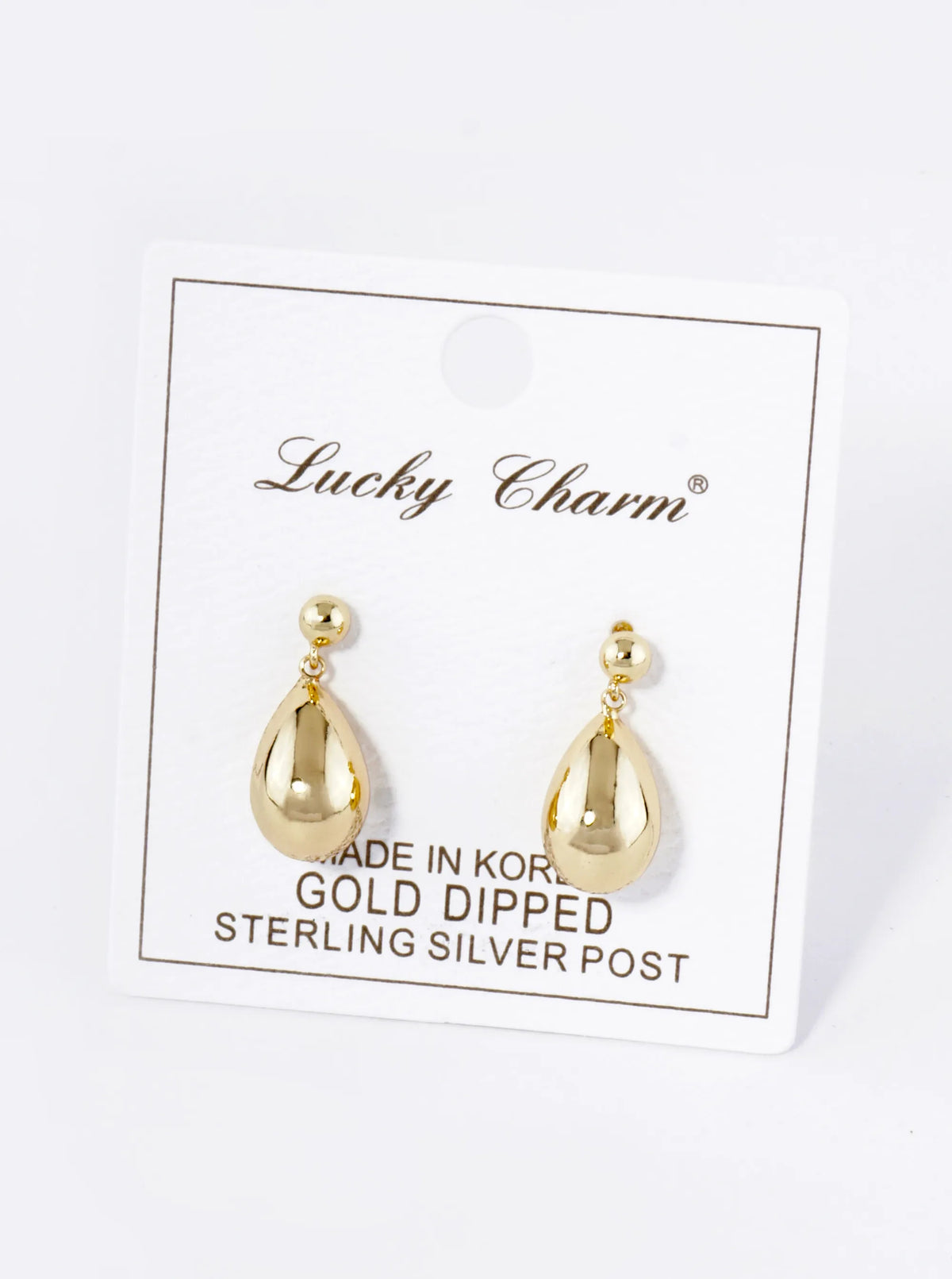 18K Gold Dipped Small Puffy Teardrop Drop Dangle Post Earrings