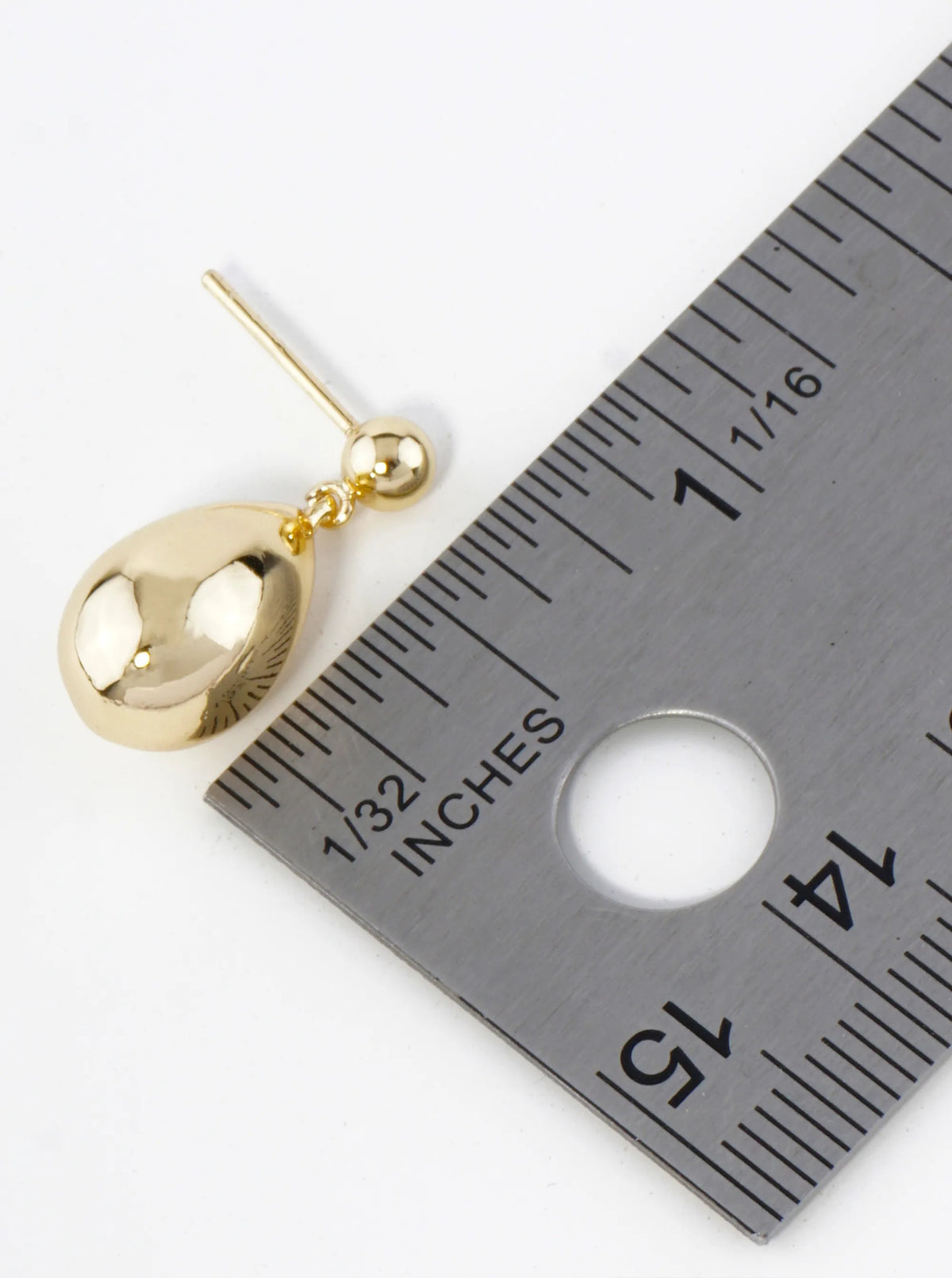 18K Gold Dipped Small Puffy Teardrop Drop Dangle Post Earrings