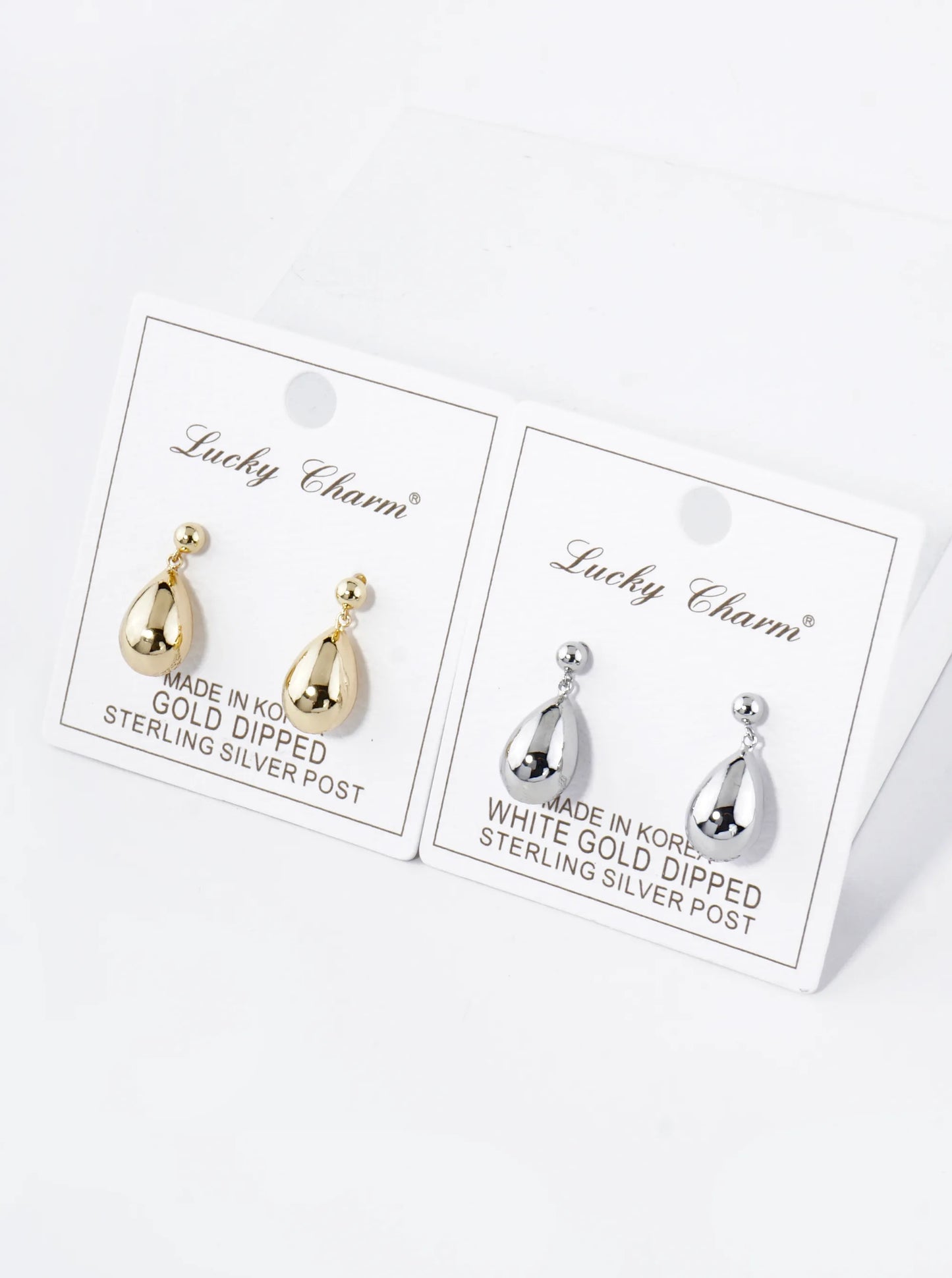 18K Gold Dipped Small Puffy Teardrop Drop Dangle Post Earrings
