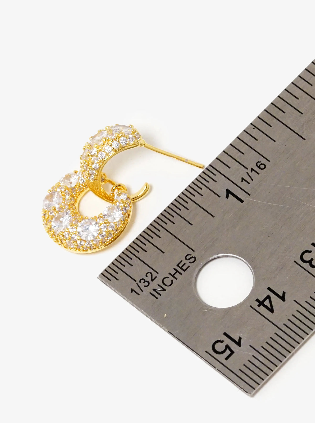 18K Gold Dipped Sparkly CZ Pave Door Knocker Earrings