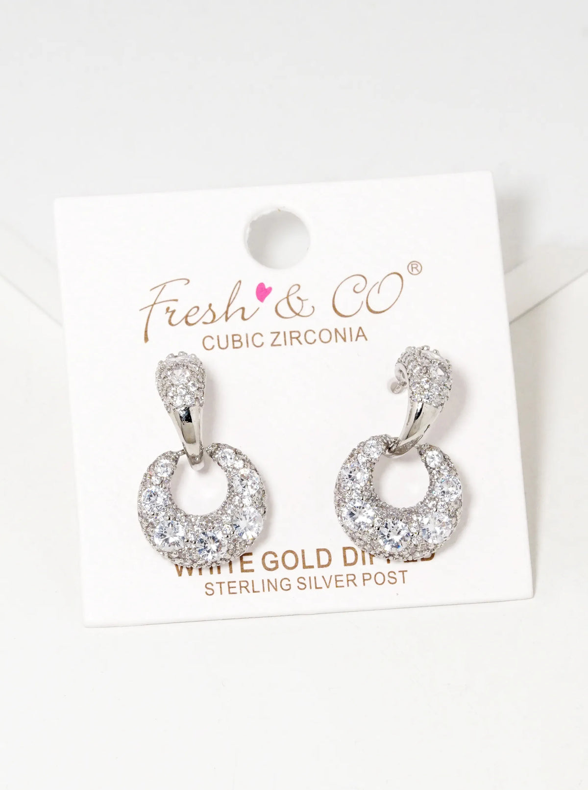 18K Gold Dipped Sparkly CZ Pave Door Knocker Earrings