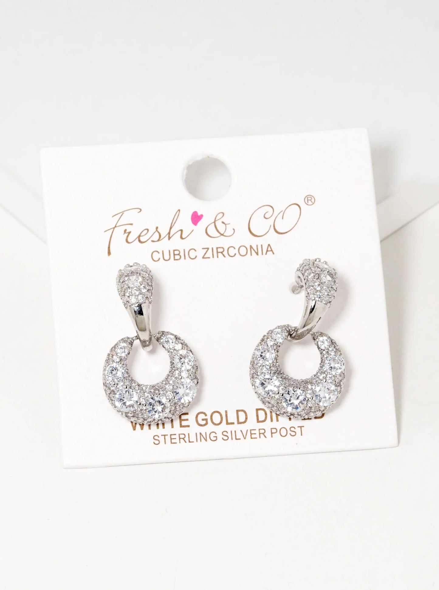 18K Gold Dipped Sparkly CZ Pave Door Knocker Earrings