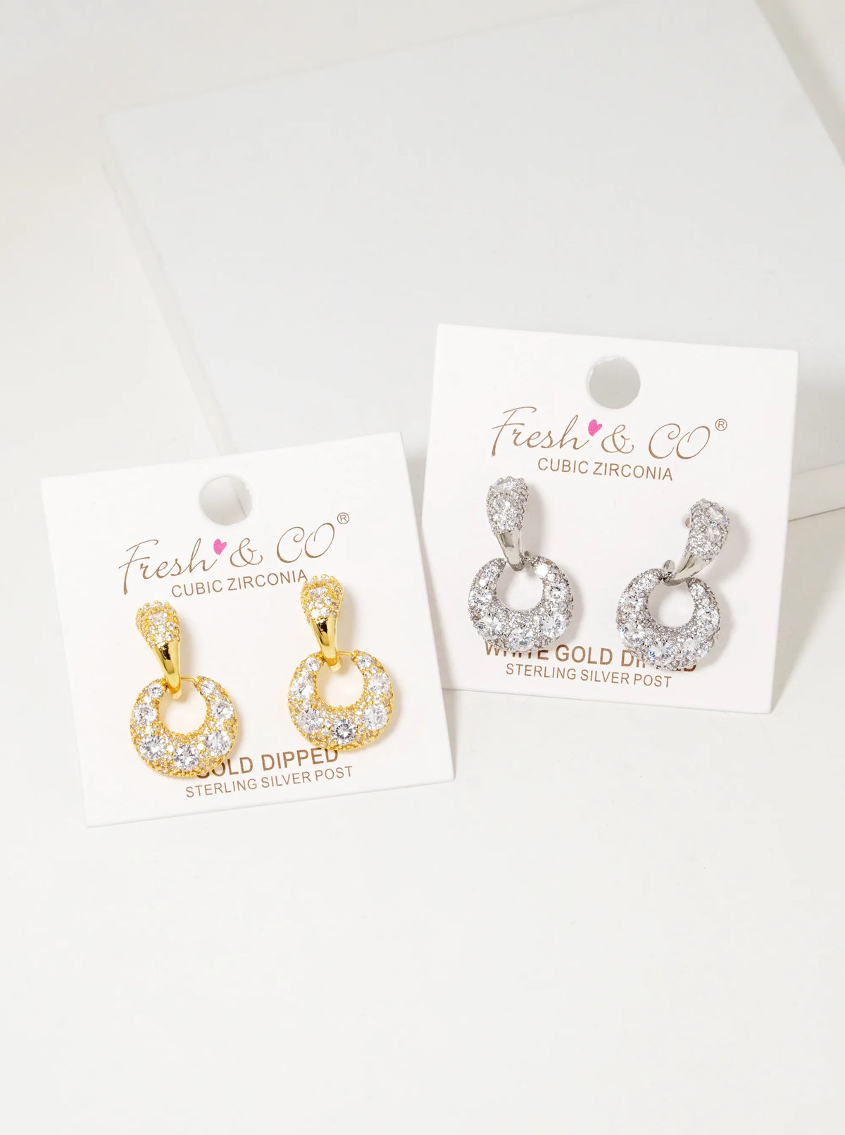 18K Gold Dipped Sparkly CZ Pave Door Knocker Earrings