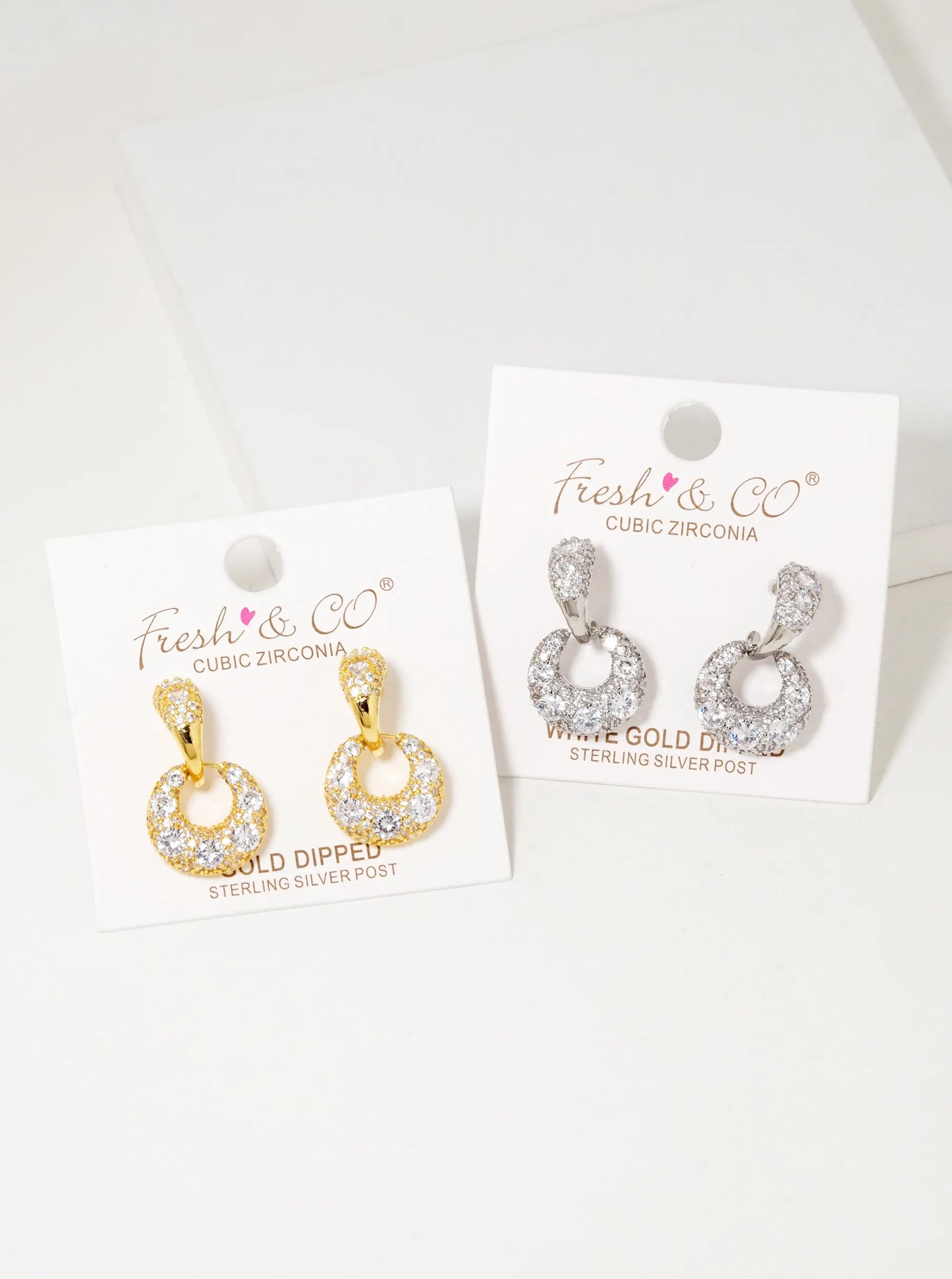 18K Gold Dipped Sparkly CZ Pave Door Knocker Earrings