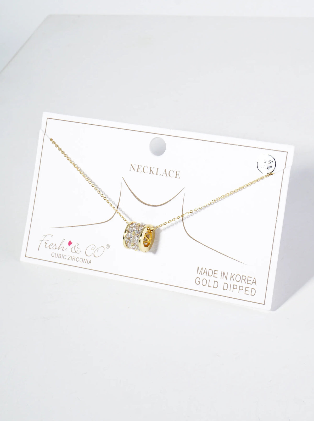 18K Gold Dipped Square CZ Embedded Eternity Rondelle Wheel Pendant Necklace