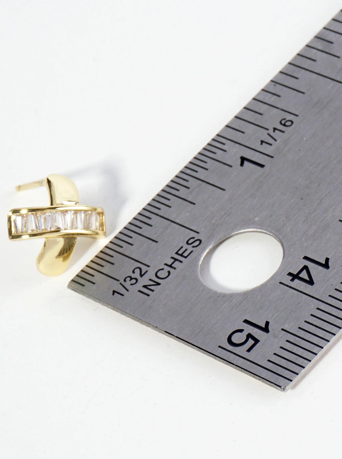 18K Gold Dipped Square CZ Embedded X Stud Earrings
