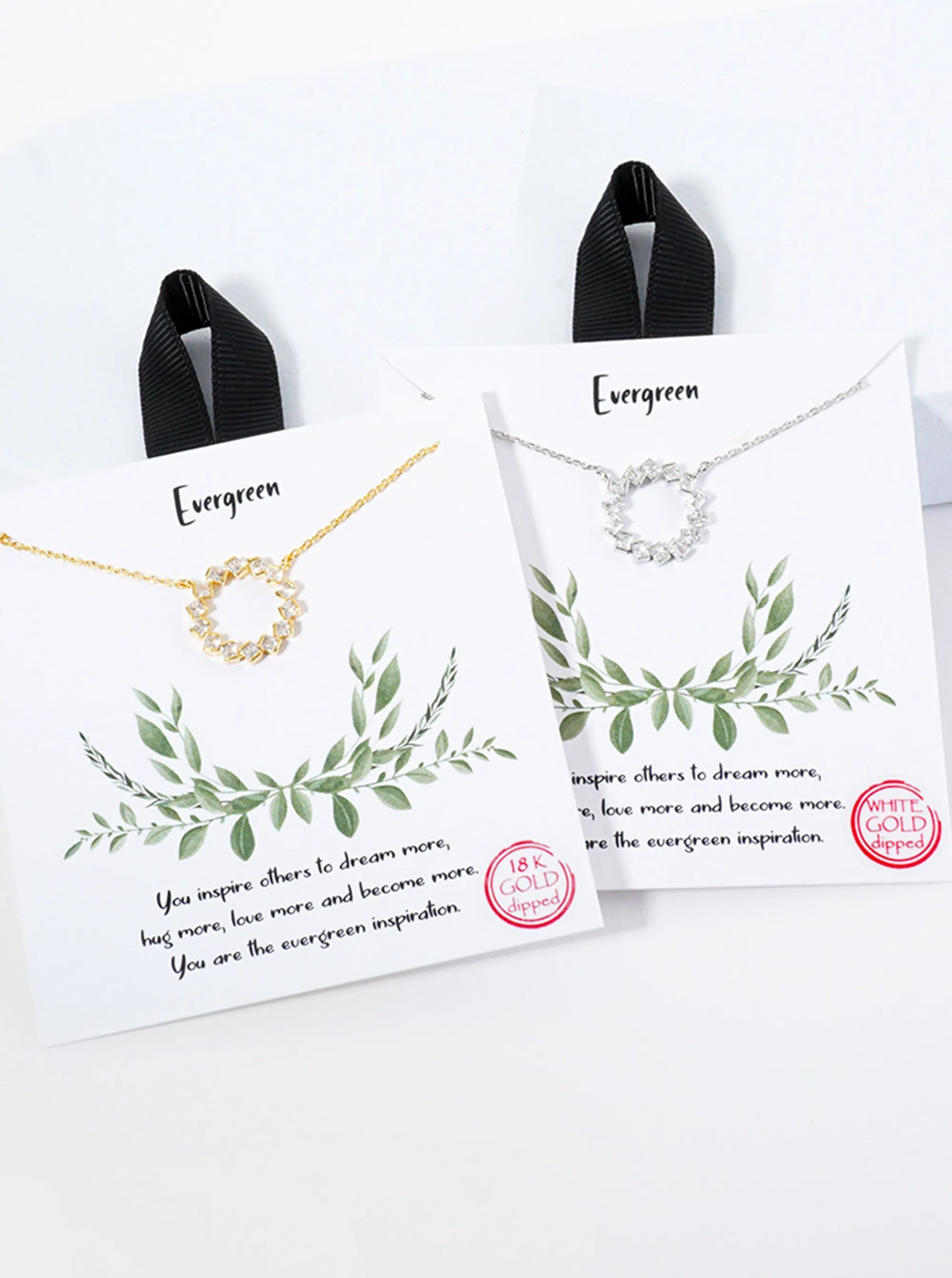 18K-Gold-Dipped Square-Shaped CZ Arranged Circle Pendant Necklace