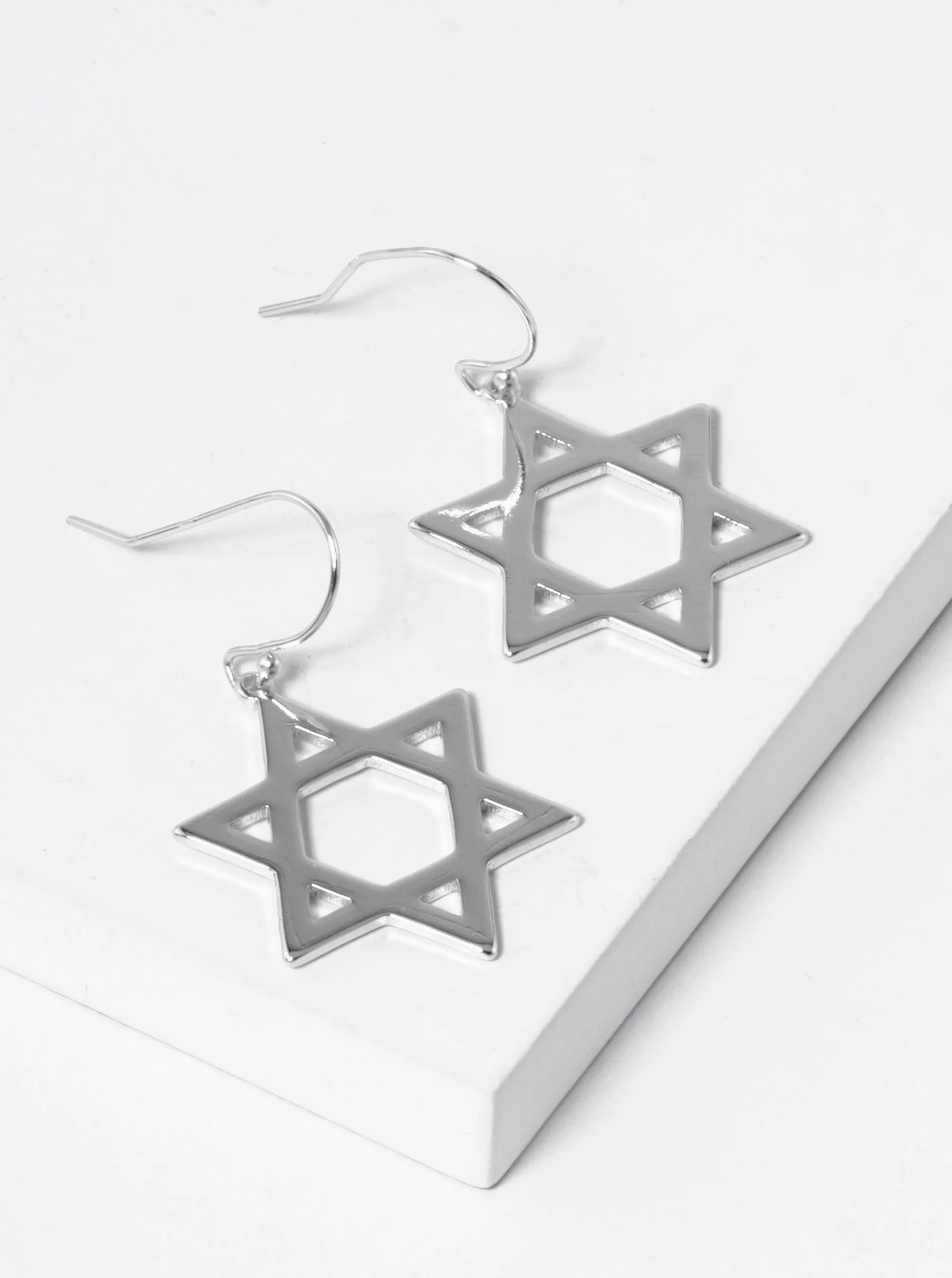 18K-Gold-Dipped Star Of David Dangle Drop Earrings