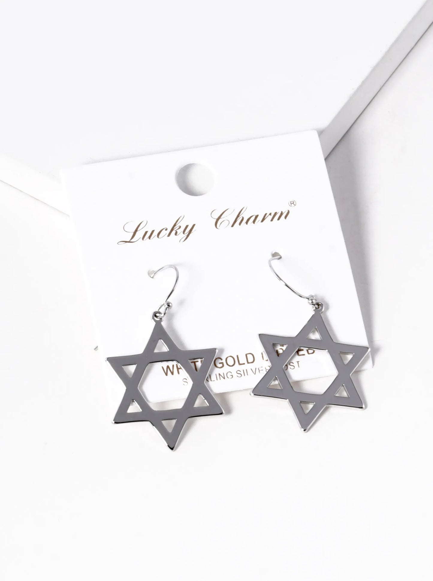 18K-Gold-Dipped Star Of David Dangle Drop Earrings