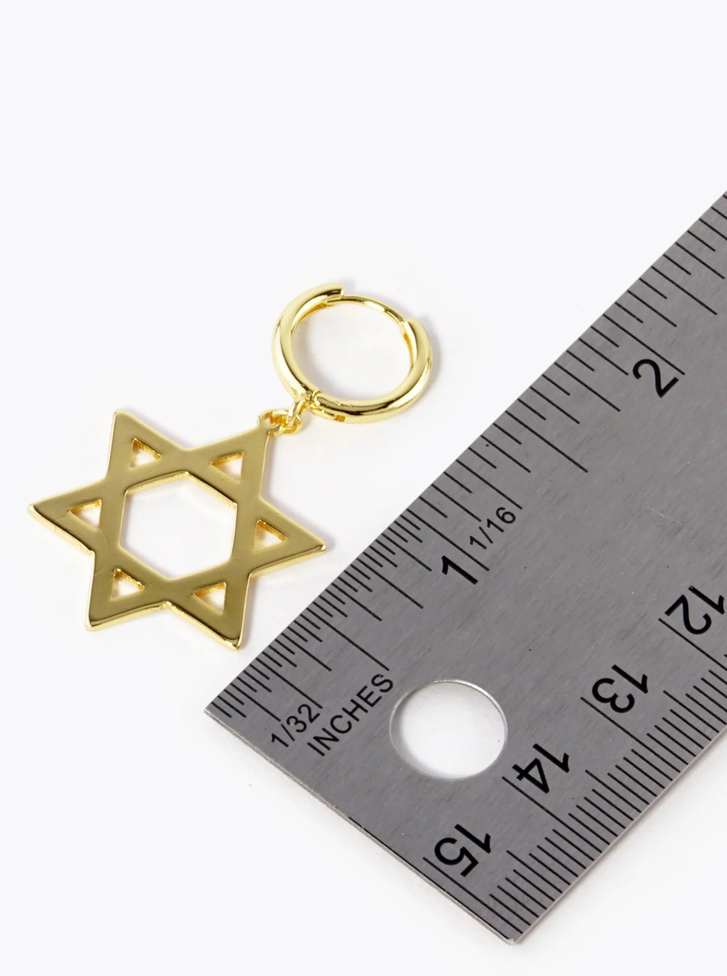 18K-Gold-Dipped Star Of David Drop 12mm Huggie Hoop Earrings