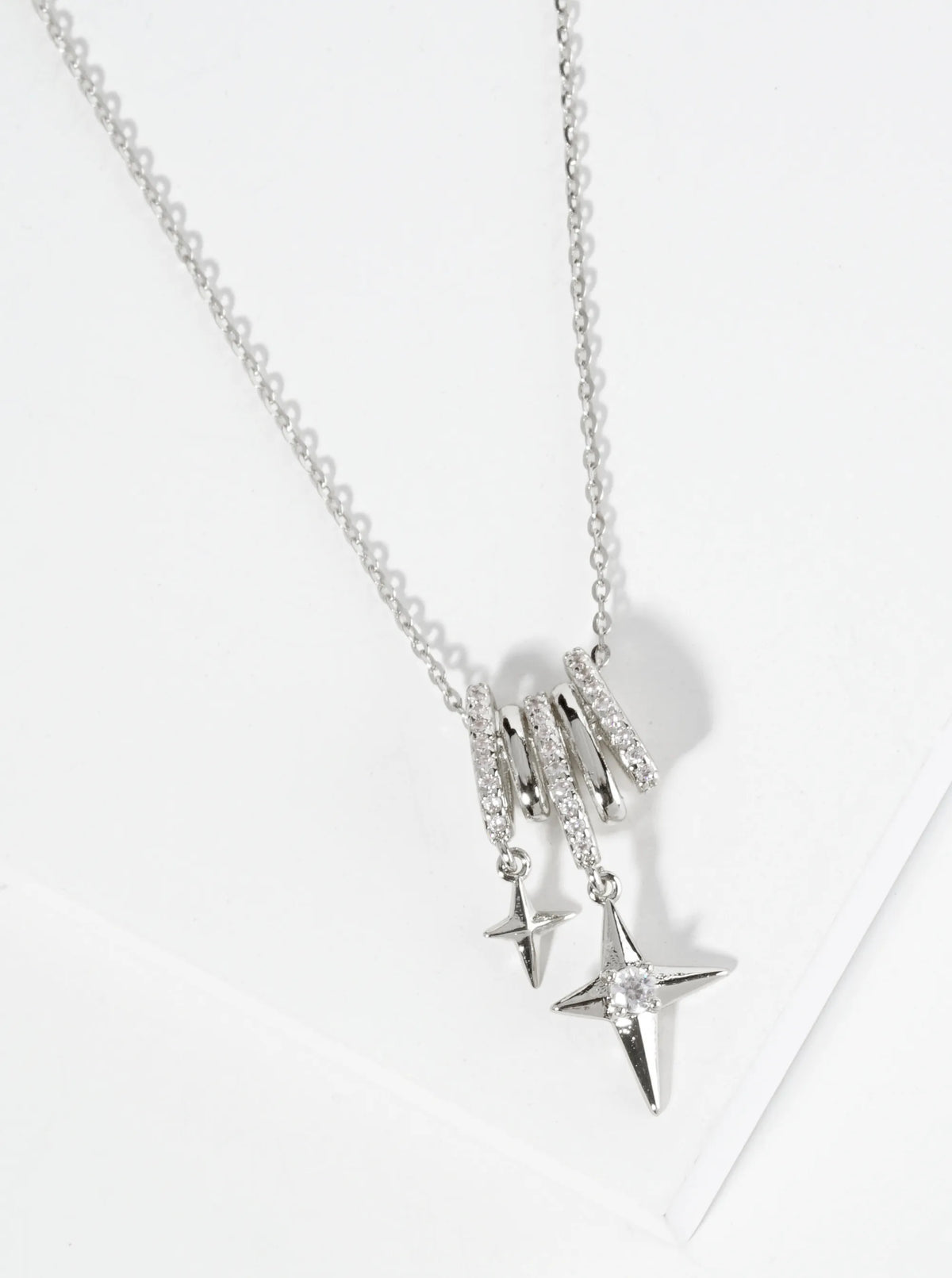 18K Gold Dipped Starlight Drop Cubic Zirconia Pendant Necklace