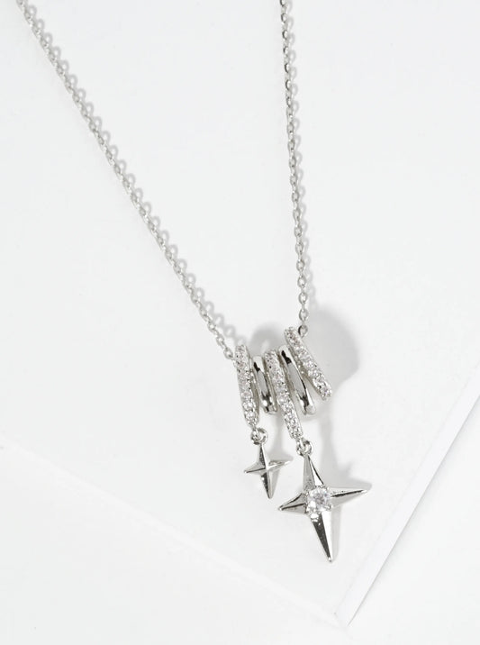 18K Gold Dipped Starlight Drop Cubic Zirconia Pendant Necklace