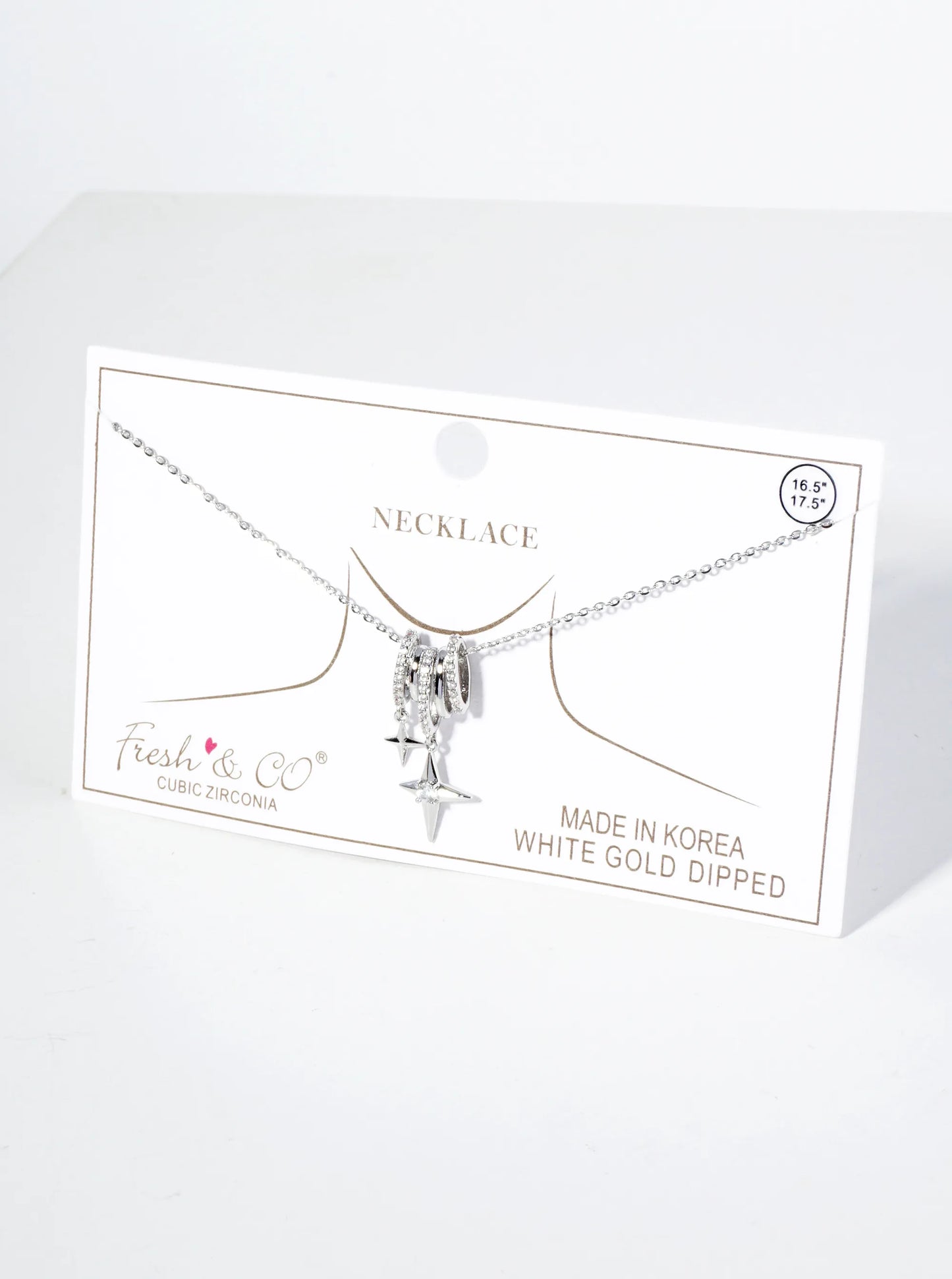 18K Gold Dipped Starlight Drop Cubic Zirconia Pendant Necklace