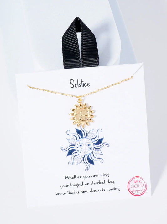 18K Gold Dipped Sun And Moon Pendant Necklace