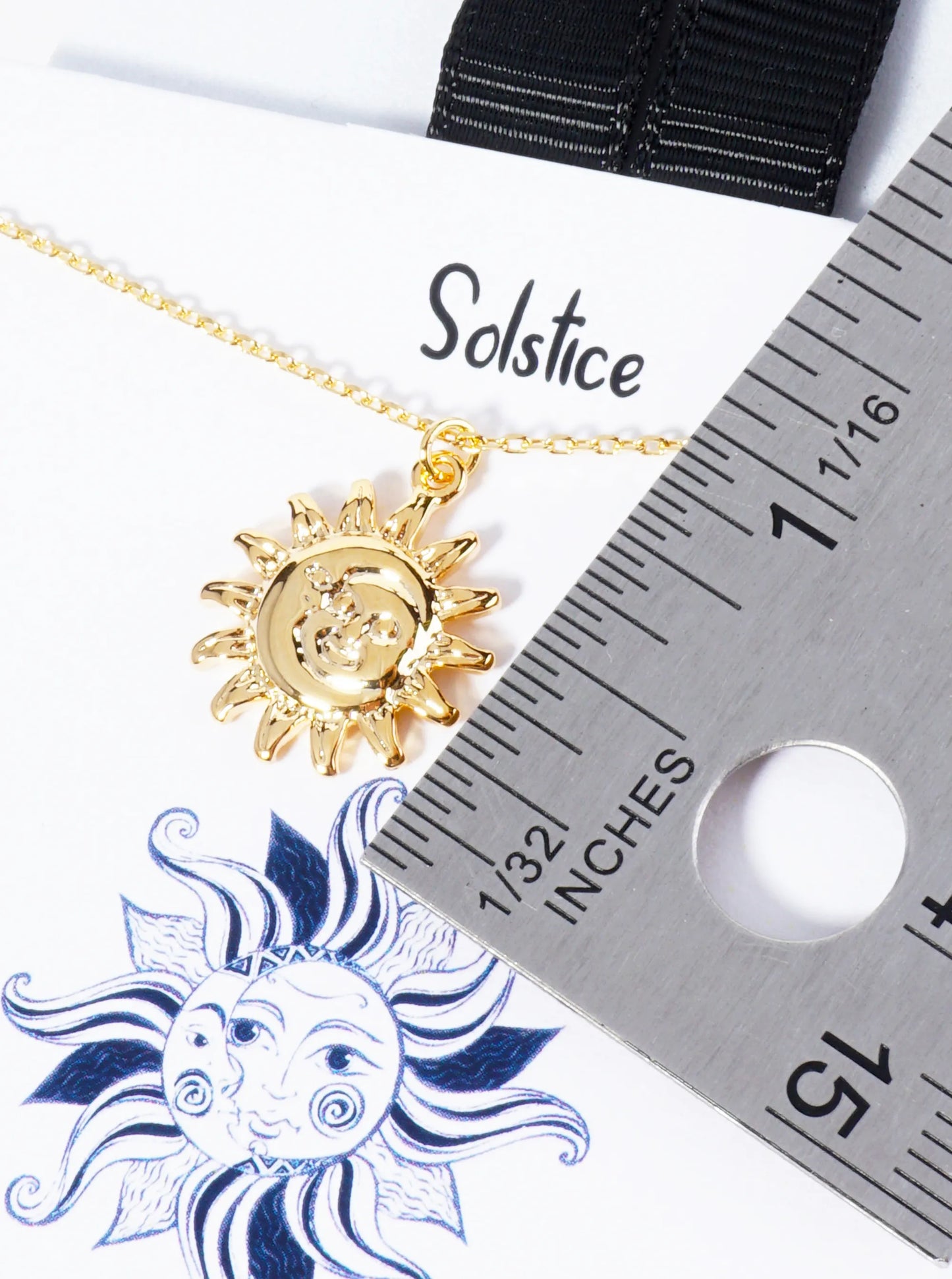 18K Gold Dipped Sun And Moon Pendant Necklace