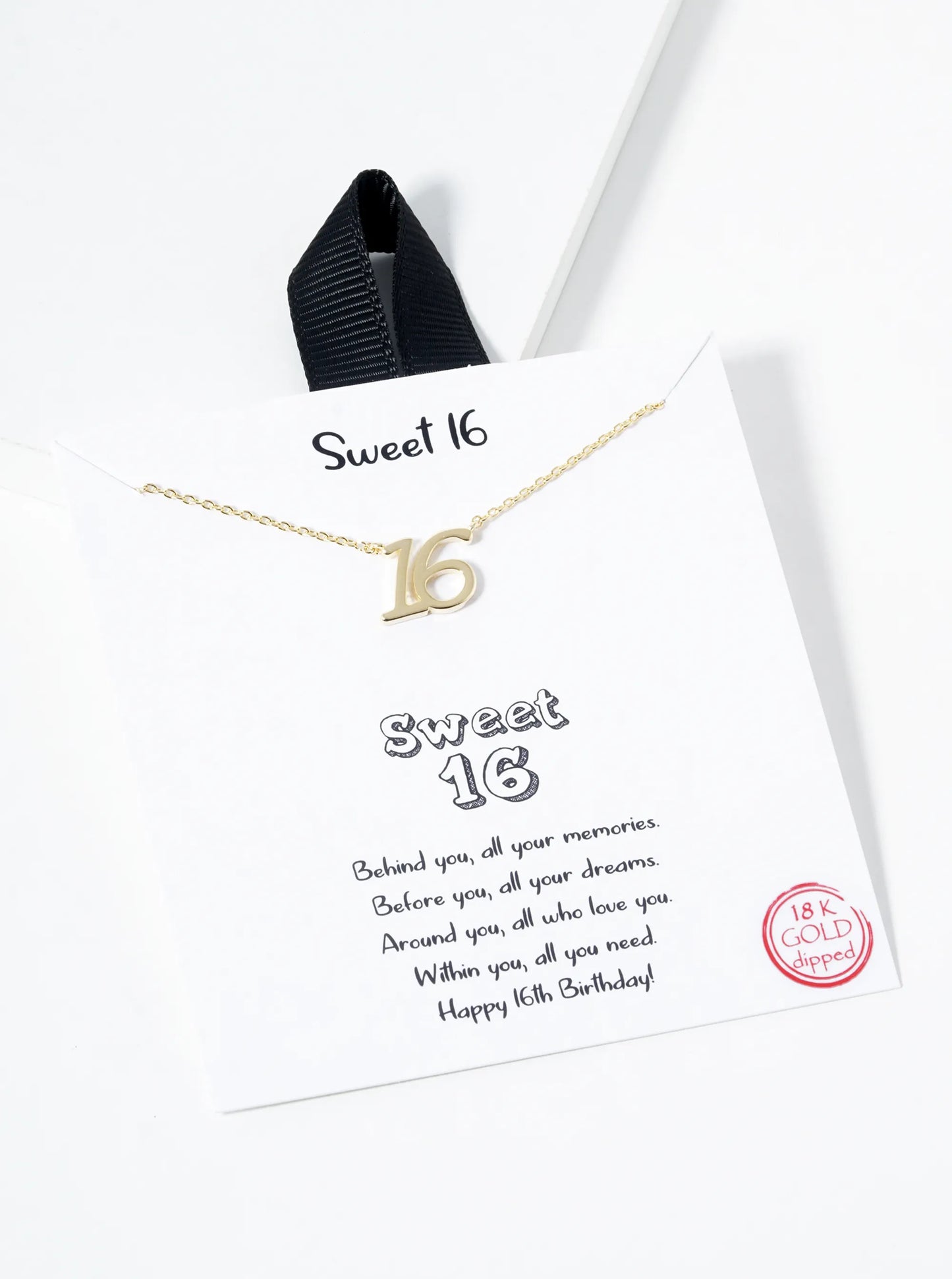 White Gold Dipped Sweet 16 Pendant Necklace