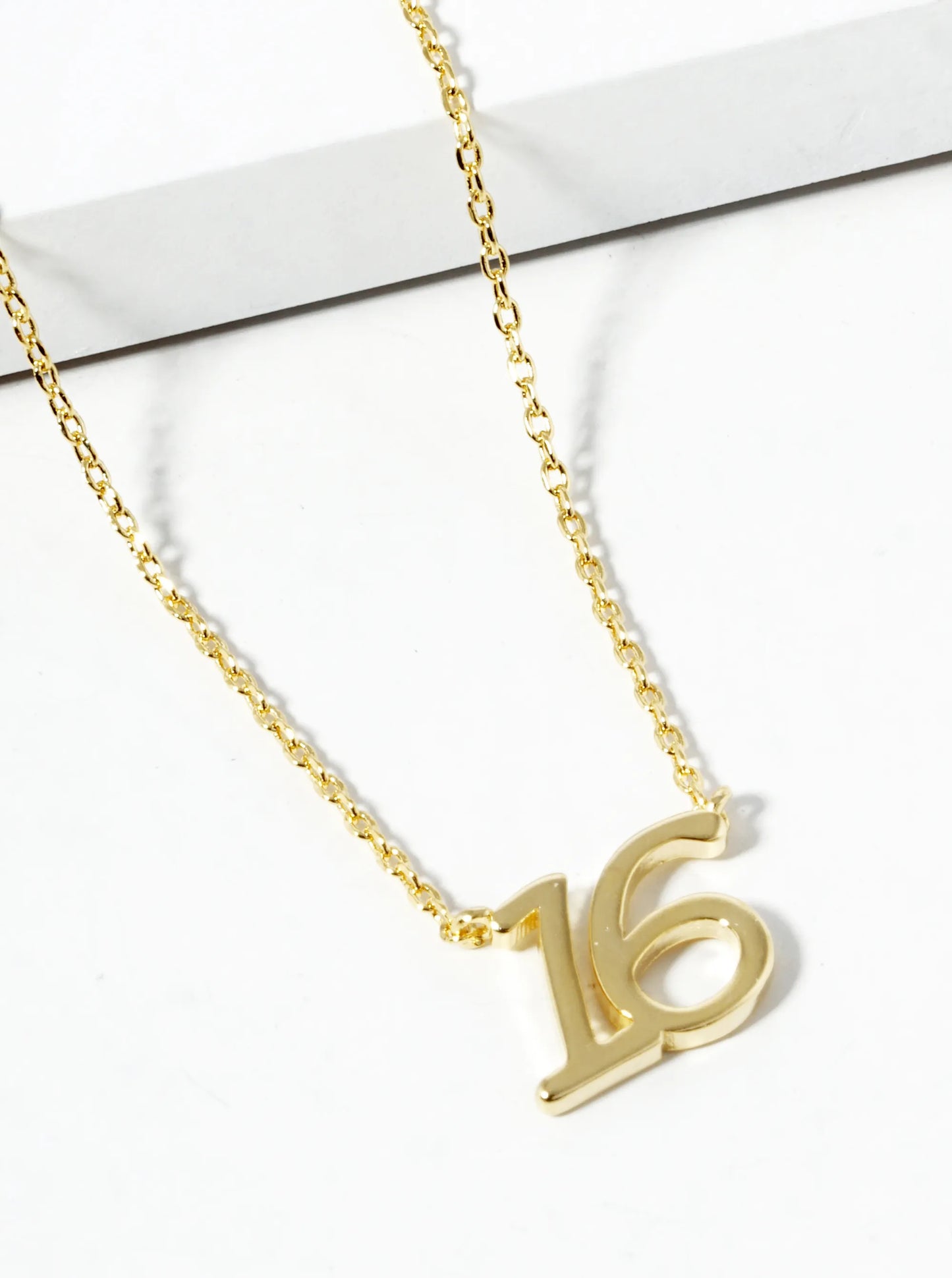 18K Gold Dipped Sweet 16 Pendant Necklace