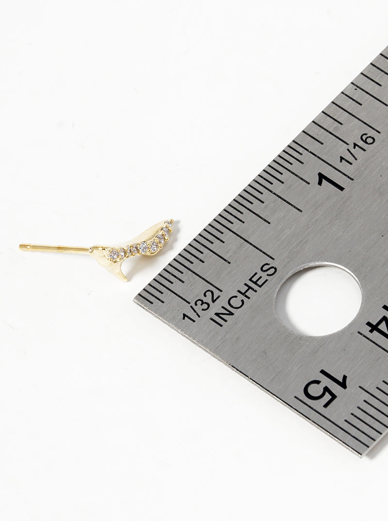 18K Gold Dipped Symmetrical CZ Pave Dainty High Heel Stud Earrings
