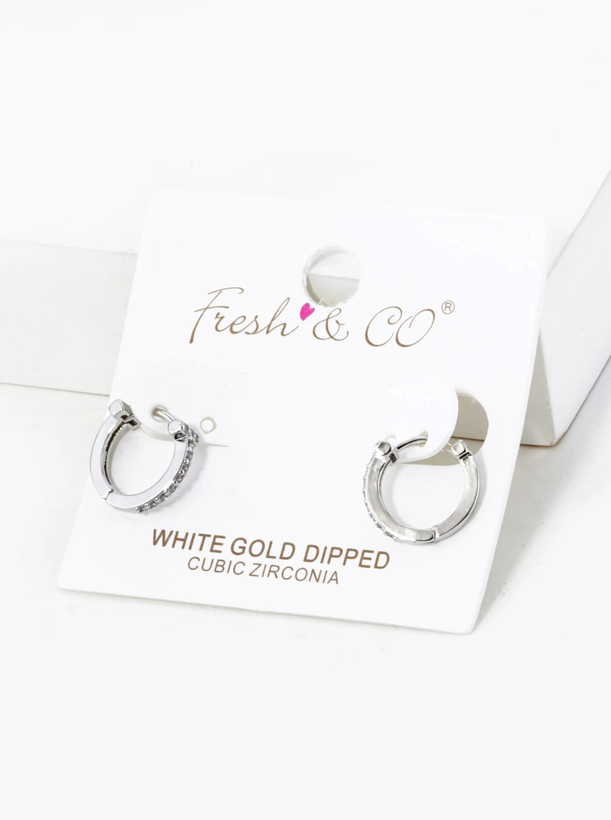 18K Gold Dipped T Shape Micro Pave Set Cubic Zirconia 12mm Huggie Hoop Earrings