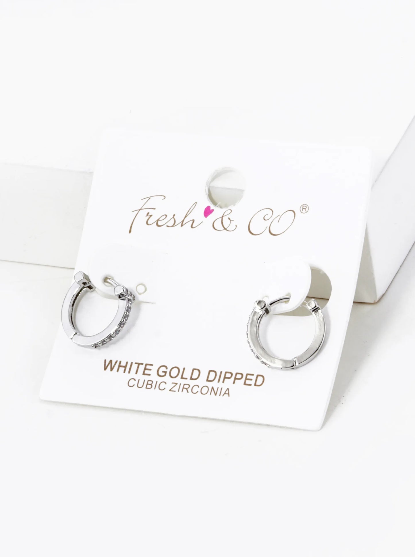 18K Gold Dipped T Shape Micro Pave Set Cubic Zirconia 12mm Huggie Hoop Earrings