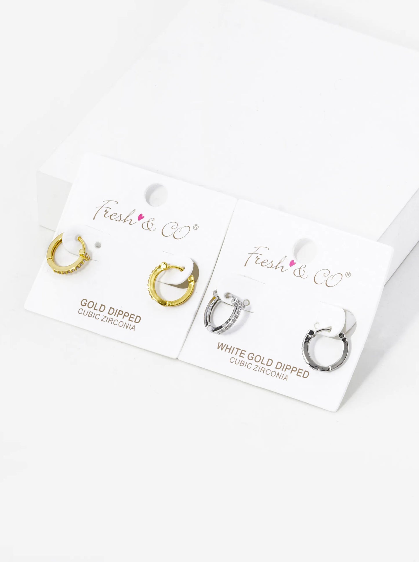 18K Gold Dipped T Shape Micro Pave Set Cubic Zirconia 12mm Huggie Hoop Earrings