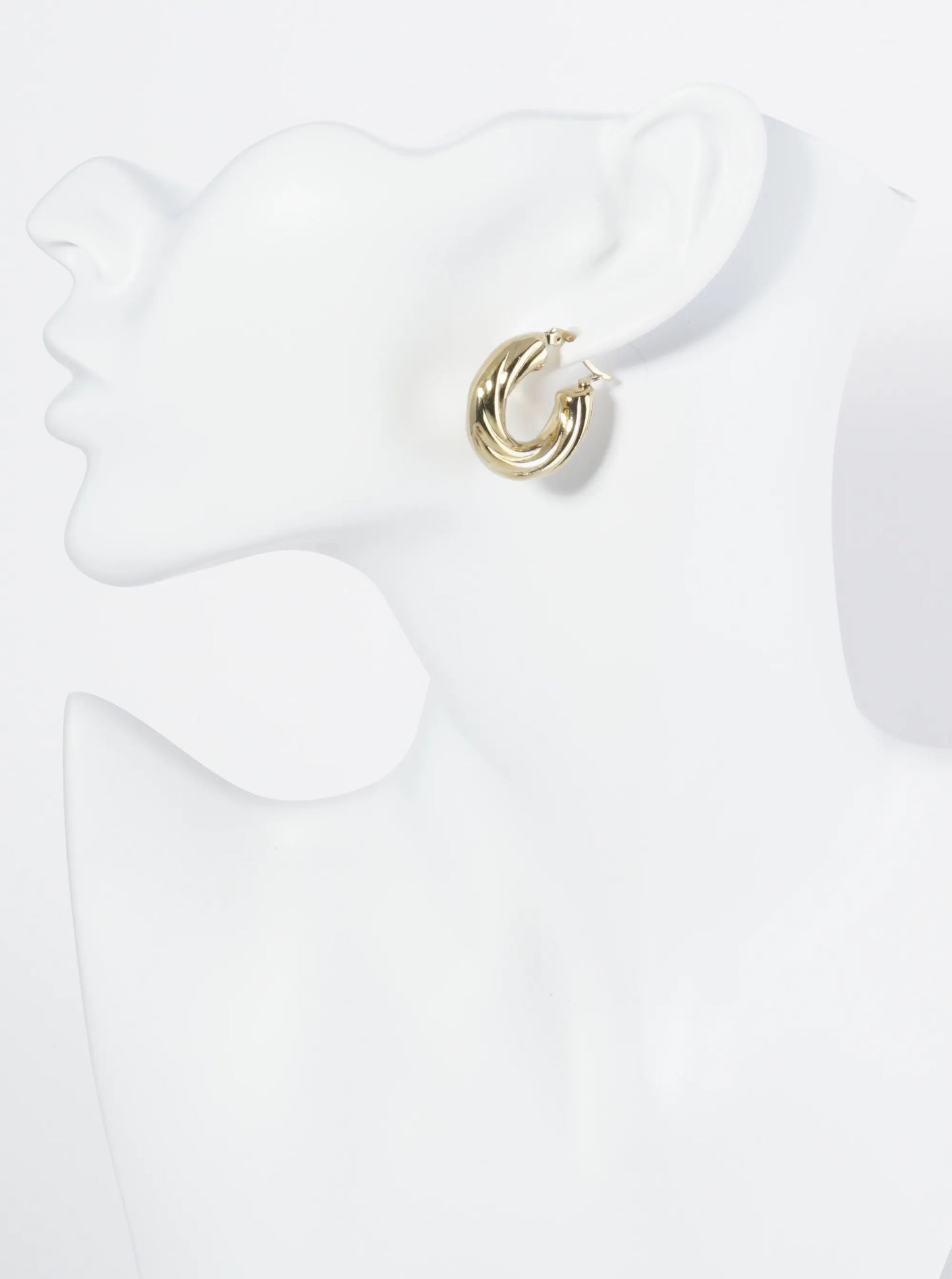 18K Gold Dipped Textured 1 Inch Stainless Steel Hoop Earrings