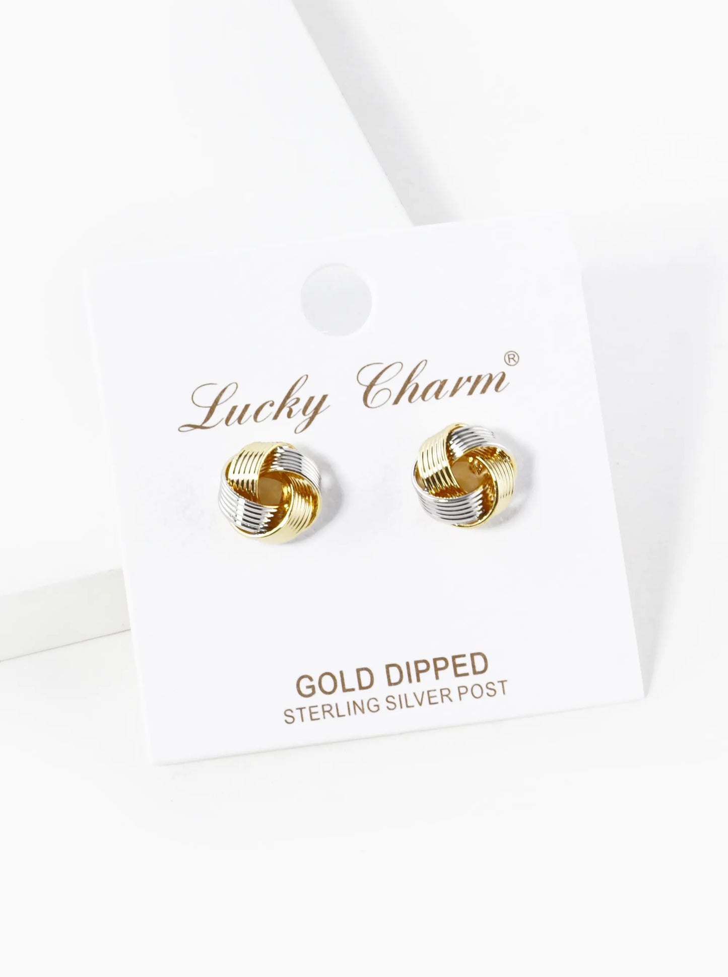 18K Gold Dipped Textured 10mm Love Knot Stud Earrings